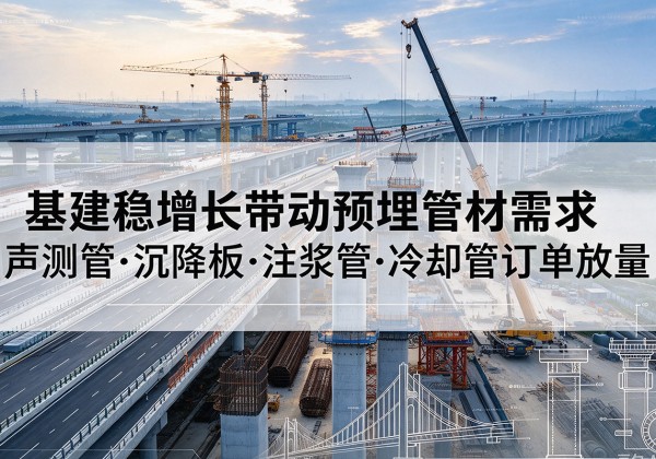 福州基建稳增长带动预埋监测管材需求，声测管、沉降板、注浆管订单持续放量